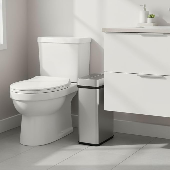 iTouchless 15 Liter / 4 Gallon Stainless Steel Wings Open Lid Sensor Bathroom Trash Can Touchless Automatic Operation Compact Design for Home Office Restroom Bedroom Kitchen
