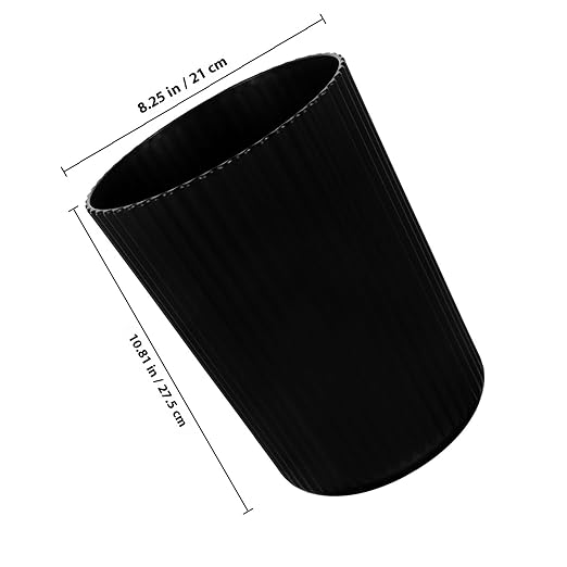 ARTIBETTER Plastic Trash Can 1.5 Gallon Medium Black Wastebasket Sturdy Kitchen Bathroom Office Bedroom Garbage Bin for Home Dormitory