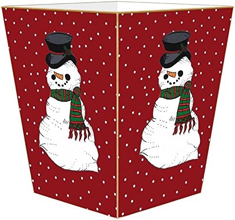 Marye-Kelley WB1244 - Snowman on Red Tiny Polka Dot Wastepaper Basket