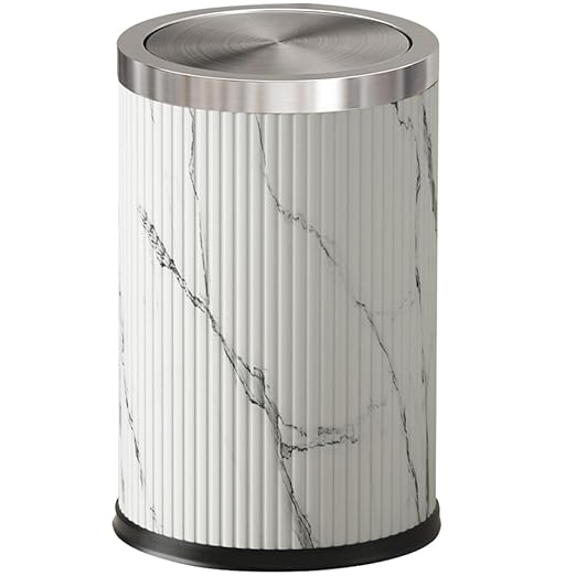 9L/2.3GAL Small Trash Can with Swing LidFancy Gold Waste Paper Baskets for BathroomsGold Small Trash Can for BathroomBedroom Powder RoomOfficeLaundry Room (9L-Wash Painting)