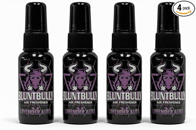 Blunt Bully Air Freshener (Lavender Aura) (4 Pack) Premium Oil Based Air Freshener Spray. Long-Lasting Room Bathroom Office &amp Car Scent | Eliminates Odors from Smoke Pets &amp More