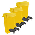 3 pack 23 Gallon Heavy-Duty Trash Can with Lid &amp Dolly Durable Waste Container Slim Rectangular Garbage Bin Recycling Bin Plastic Wastebasket for Kitchen Garage Hotels Restaurants Office