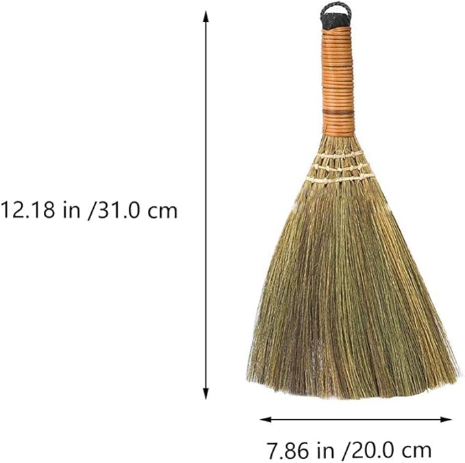 LIFKOME 2Pcs Indoor Grass Broom Whisk Broom Thai Handle Broomstick Sweeping Cleaning Tool Asian Handmade Craft Broom for Home Kitchen Bedroom