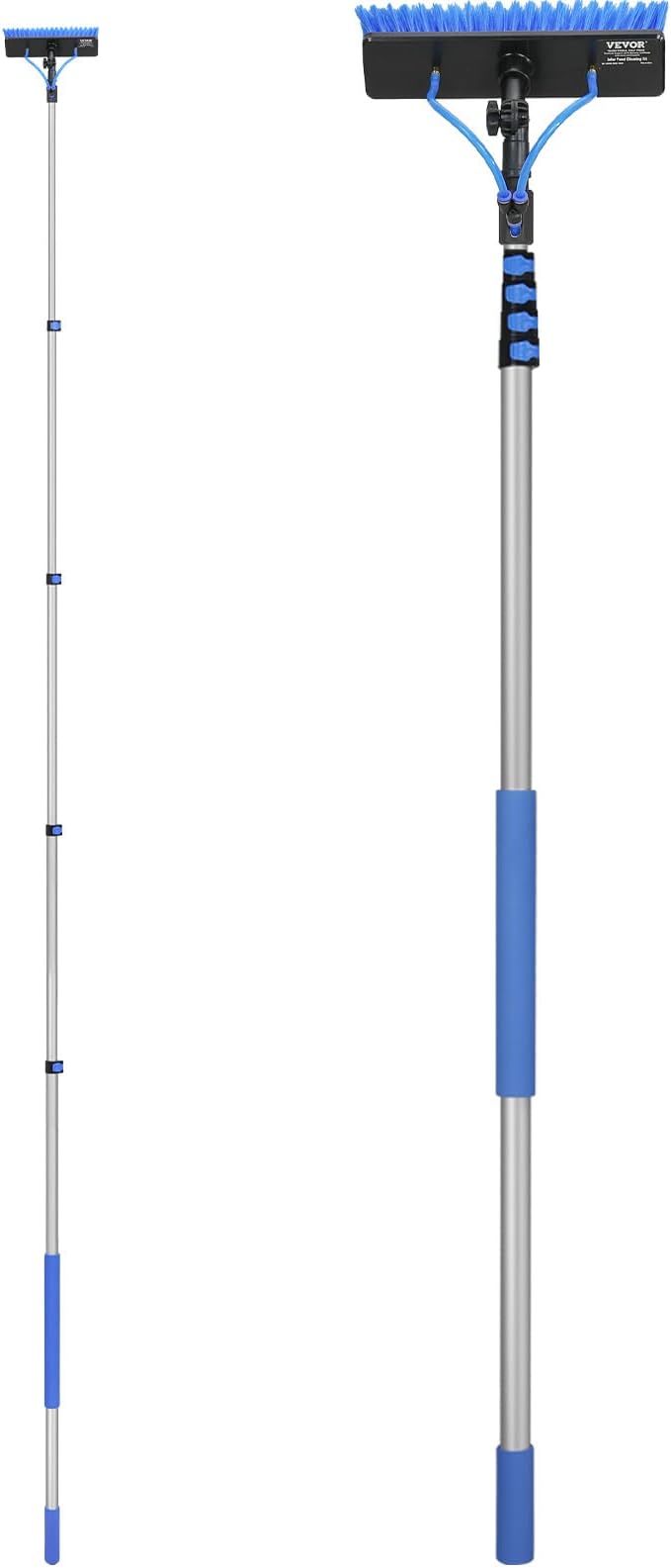 VEVOR Water Fed Pole Kit 24FT Solar Panel Cleaning Pole with Extendable Handle 180° Rotatable Brush Head &amp 65.6FT Hose Household &amp Outdoor Window Cleaner Tool for Caravan Solar Panel Deck