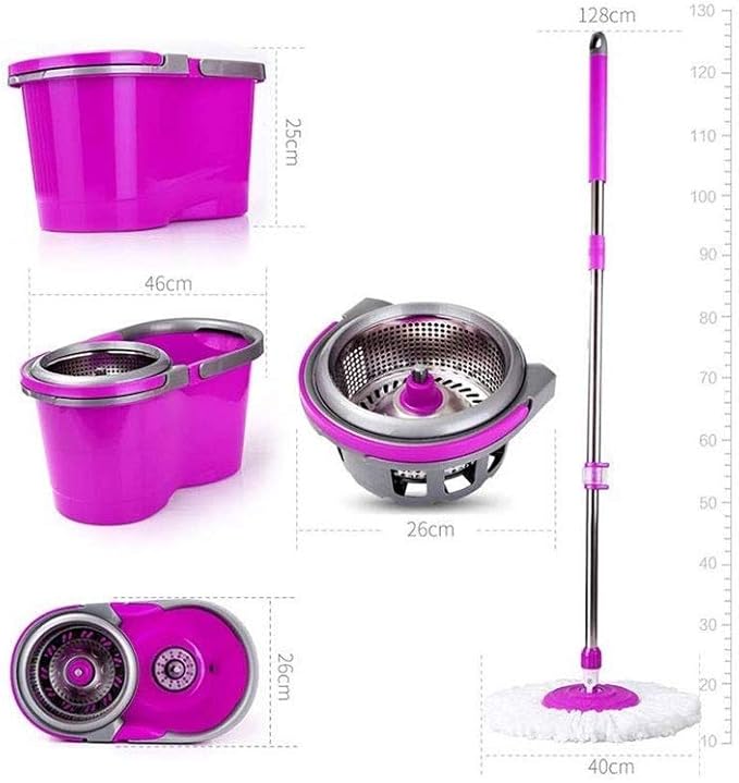 Rotating Mop Dual-Drive Net Made of Stainless Steel with Dry Drag Omni-Directional Mop Tray with Fiber Cotton