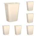 41 Qt. / 10 Gallon Beige Rectangular Wastebasket/Trash Can for Bedroom/Office/Bathroom Fits Under Desk/Cabinet/Sink Set of 6
