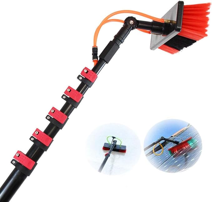 3.6-9m Window Cleaning Pole Window Cleaner Kit Water/Hose Fed Pole Window Cleaning Brush Equipment Cleaning Photovoltaic and Solar Panels / 6m Rod / 30cm Brush Head