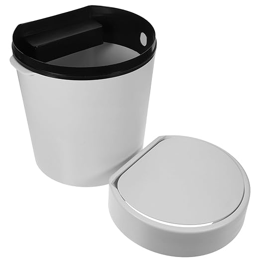 Alipis Plastic Trash Can with Press Type Lid Chic Garbage Container for Bedroom Kitchen and Bathroom Material Compact Wastebasket for Modern Aesthetic for Spaces