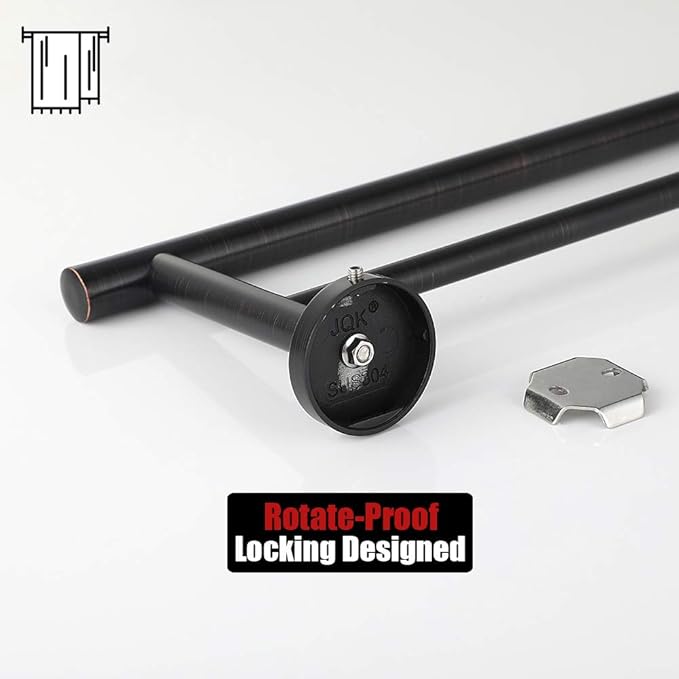 JQK Double Towel Bar Oil Rubbed Bronze 20.5 Inch 304 Stainless Steel Thicken 0.8mm Towel Rack Bathroom Towel Holder ORB Wall Mount Useable Length 18 Inch TB100L18-ORB