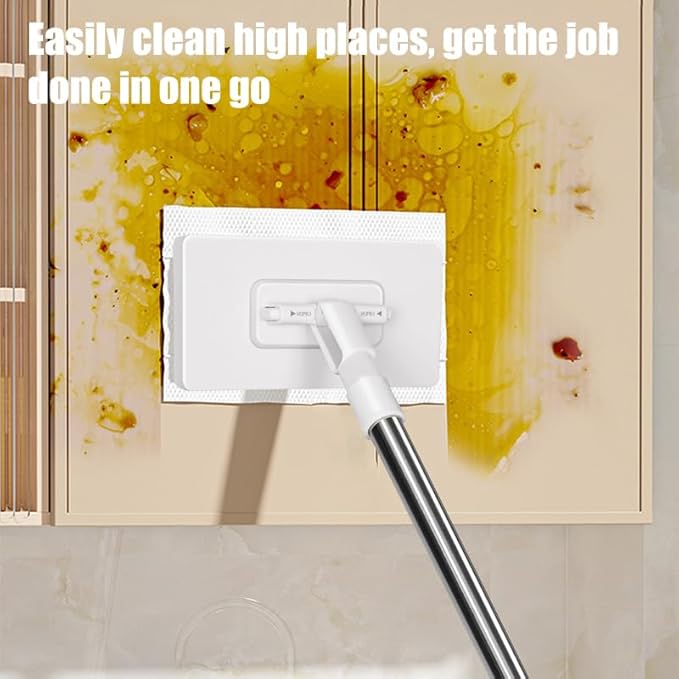 Zero Touch Mini Mop Mini Wet and Dry Sweeper Mop Disposable Clip Mopstick Convenient Cloth Changing No Wash for Gaps &amp Multi-SurfaceWhite