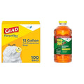 CloroxPro Glad ForceFlex 13 Gallon Tall Kitchen Drawstring Trash Bags 100 Count and Pine-Sol Multi-Surface All-Purpose Cleaner 2x Concentrated Formula Original Pine 80 Fl Oz (Package May Vary)