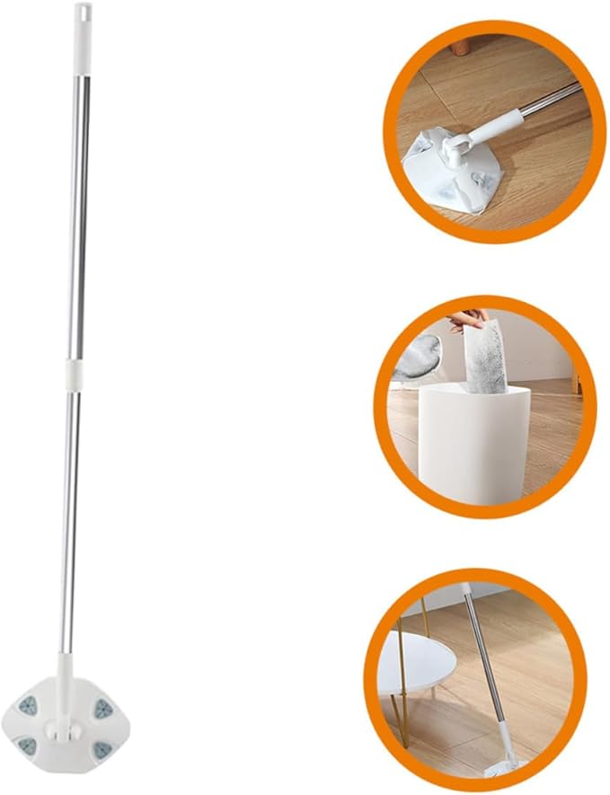 Operitacx Retractable Dust Mop with Face Towel Refill No-wash Household Cleaning Mop for Floor and Desktop for Easy Dust Removal