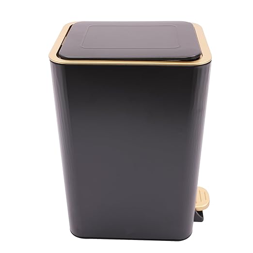 12L Slim Step Trash Can with Lid Soft Close 15.5 x 12 x 8.6in Size Stainless Steel Trash Bin Rectangular Wastebaskets Bin for Living Room Bedroom Office (Black)