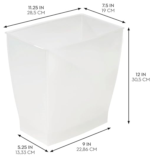 2.5 Gallon Small Plastic Bathroom Trash Can – Slim Rectangular Waste Bin for Bedroom Office Dorm Room &amp Bathroom – Clear Frosted Lightweight Garbage Can