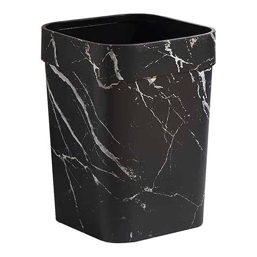 ARTIBETTER Marbling Trash Can 12l Square Marble Pattern Garbage Container Plastic Bathroom Wastebasket for Home Kitchen Office Use