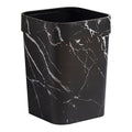 Marble Pattern Square Wastebasket 12L Plastic Garbage Bin with Lid Black Bathroom Trash Can for Residential and Hospitality Use