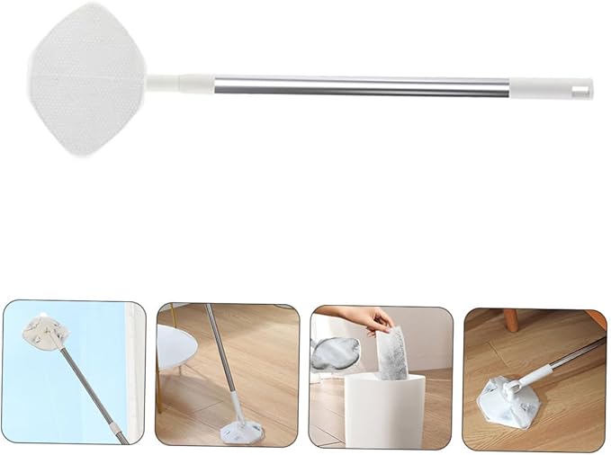 NOLITOY Rotating Dust Mop with Disposable Facial Cleansing Cloth and Dry  Triangular Flat Mop Pad for Floor and Window Dust Cleaning No-wash Design for Household Use