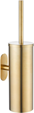 AIREMOEN 1PCS Brushed Gold Stud Free Toilet Brush and Holder Set 304 Stainless Steel Handle Toilet Brush Holder Toilet Brush and Plunger Set Bathroom Wall-Mounted Compact Toilet Brush Holder