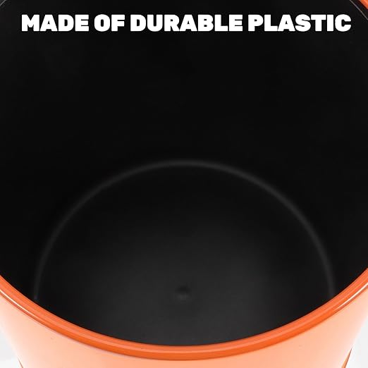 Plastic Wastebasket Trash Can Fire-Resistant Orange Household Bathroom Garbage Bin with Lid for Home Kitchen Office Use