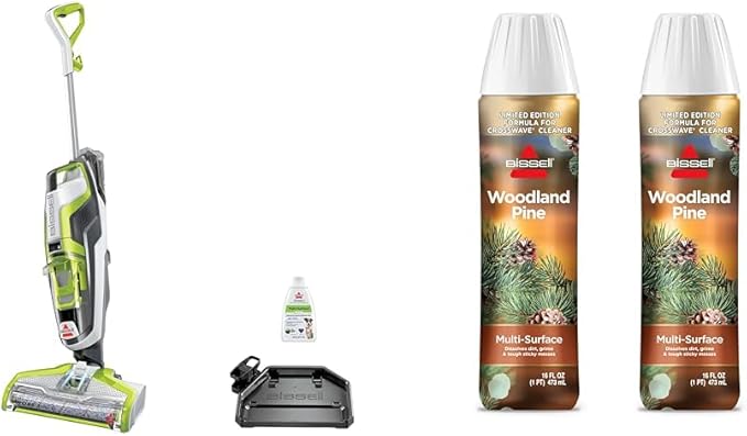 Bundle of Bissell CrossWave Floor and Area Rug Cleaner Wet-Dry Vacuum 3888A Corded Electric Green + BISSELL Limited Edition Woodland Pine Multi-Surface Wash Formula Pine large