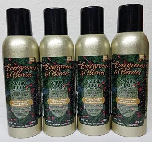 Smoke Odor Exterminator 7 oz Large Spray Evergreen &amp Berries Set of Four