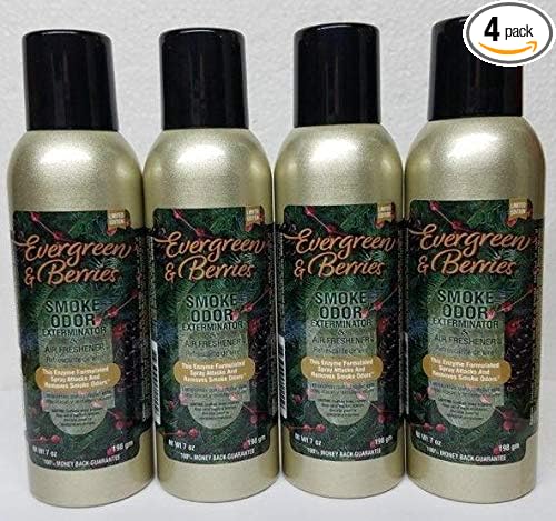 Smoke Odor Exterminator 7 oz Large Spray Evergreen &amp Berries Set of Four