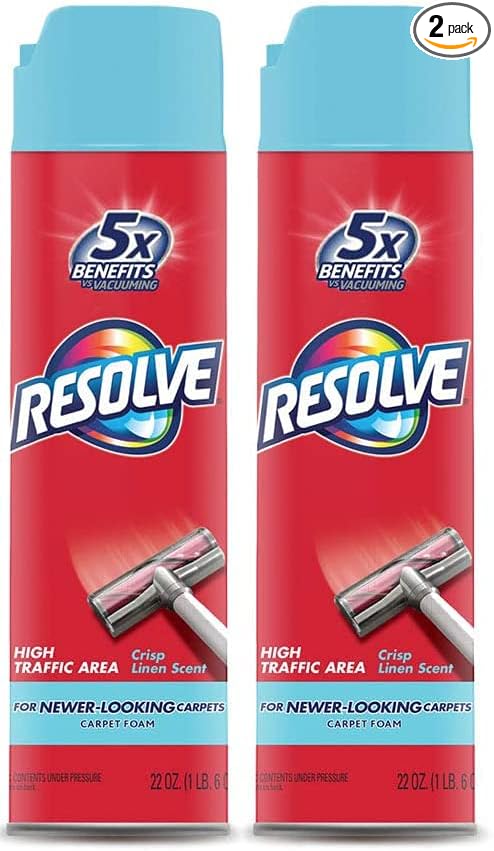 Resolve High Traffic Carpet Foam Cleans Freshens Softens &amp Removes Stains Crisp Linen 22 Ounce (Pack of 2)