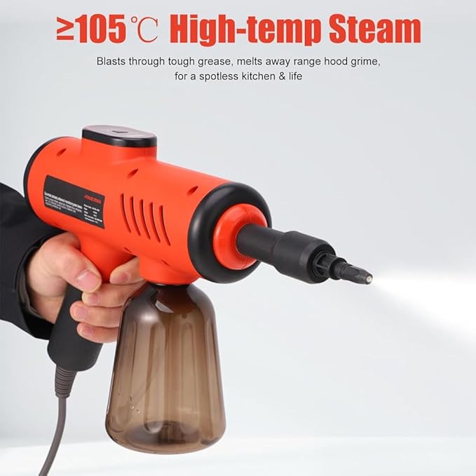 Handheld Steam Cleaner Portable Handheld Steamer with 1200W 600ML 3 Levels Adjustable for Tile Window Kitchen Car Red