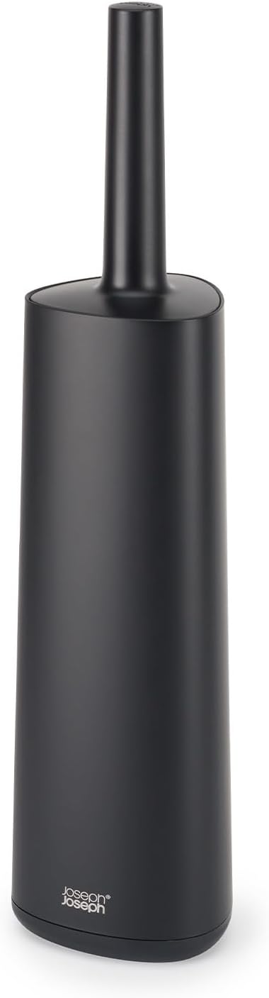 Joseph Joseph Flex 360 Advanced Smart Toilet Brush and Storage Holder Set with Anti-drip Anti-Clog Triple-Action Replaceable Brush Head - Matt Black