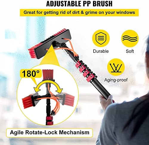 Glass Cleaning Brush Home Water Fed Telescopic Pole Kit Solar Panel Brush Rotating for Photovoltaic PanelWater Fed Telescopic Brush 3.6-10.8M Window Cleaning Pole Solar Panel Cleaning Equ