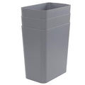 Basics Small Trash Can Rectangular Commercial Office Wastebasket 4.5 Gallon (Pack of 3) Grey