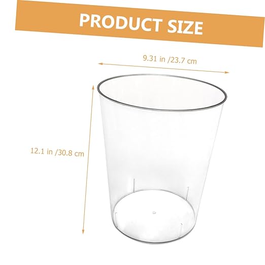 VANZACK Transparent Large Trash Can Household Wastebasket with Solid Base Edges Modern Nordic Style for Office Home Bathroom Desktop Use