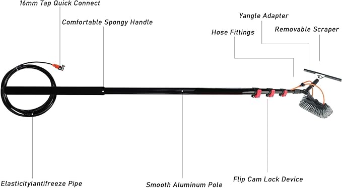 Window Cleaning Equipmentextendable Roof Cleaner 18FT/5.4m for Photovoltaic Panel Cleaning with Large 35cm Brush Head35cmbrushhead-10.8M/36FT
