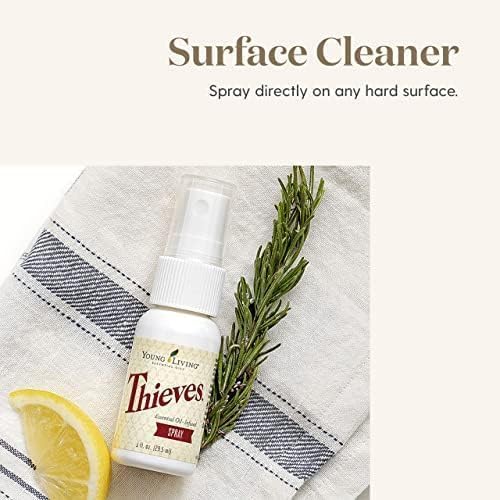 Young Living Thieves Spray | 1 oz | Portable Cleaner Spray Formulated with Water &amp Alcohol Ideal for Travel Essentials &amp Home Fits in Backpack Luggage or Purse | 3 Pack