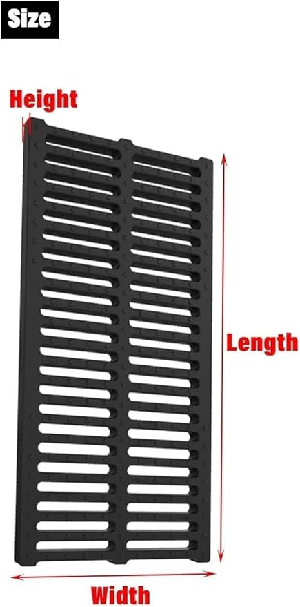 Drainage Channel Grating Cover for Outdoor Trench Floor Gutters Rectangular Drainage Grate for Garage Farm Car Parks Storm Drain Channel (50x25x2cm)