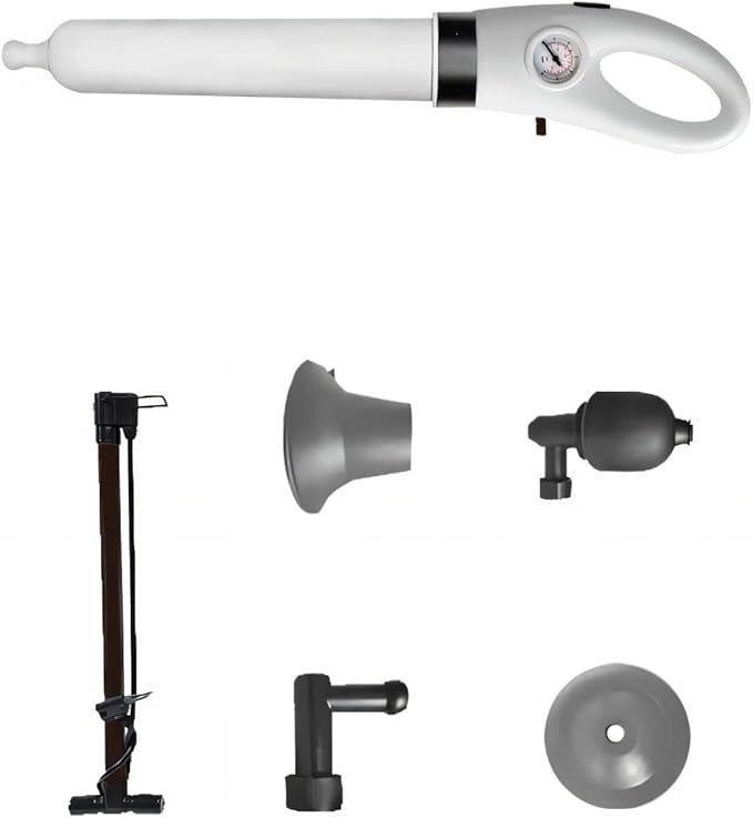 Declogger Toilet Drain Cleaner High Pressure Air Plunger with 3 Nozzles for Sink Bathtubs Pipe Clogs
