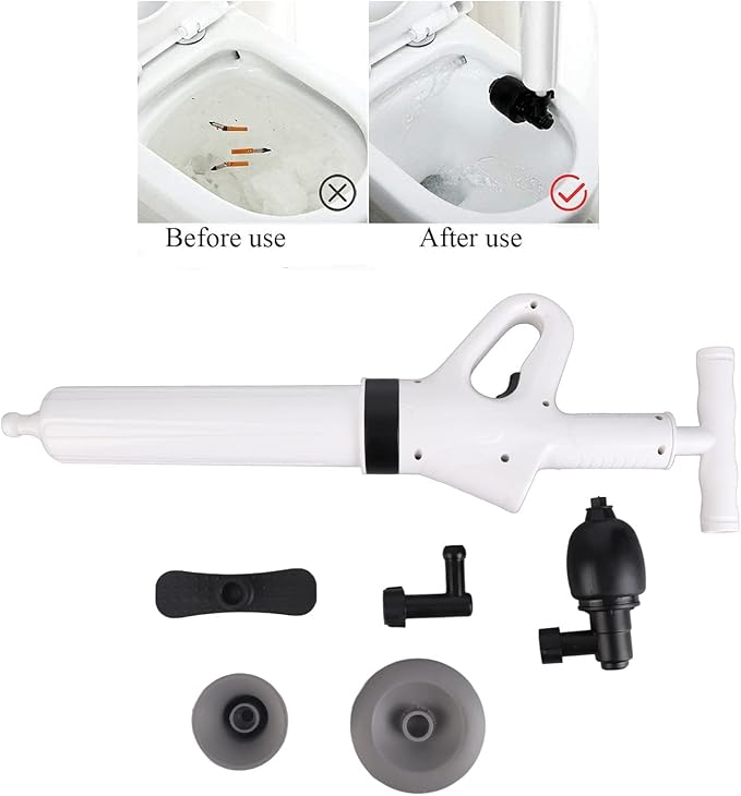 Toilet Plunger Heavy Duty Drain Clog Blaster High Pressure Air Drain Blaster Cleaner High Efficient Powerful Pneumatic Dredge Equipment for Unclogging of Pipes Closers Pipes Sewers