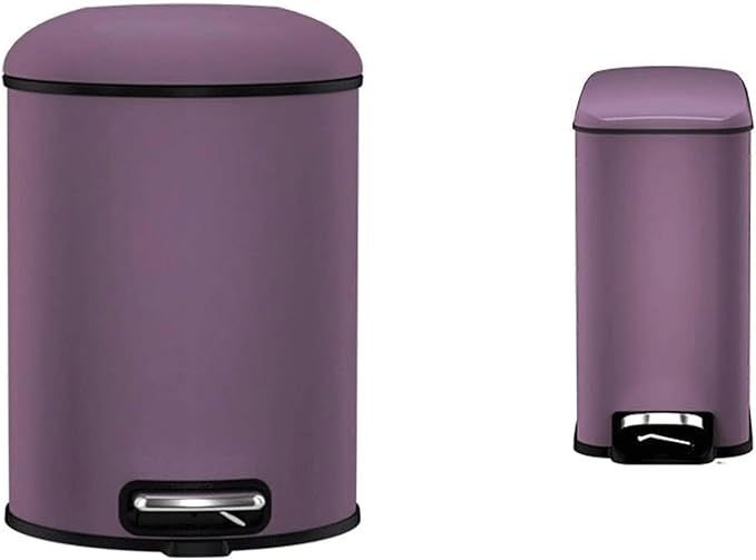 NOLLAM Bote Fog Purple Trash Can w/Lid Stainless Steel Foot-Operated Waste Paper Basket Blocking Smell Indoor Garbage Can for Hotel/Home/Bedroom/Kitchen Kitchen Office