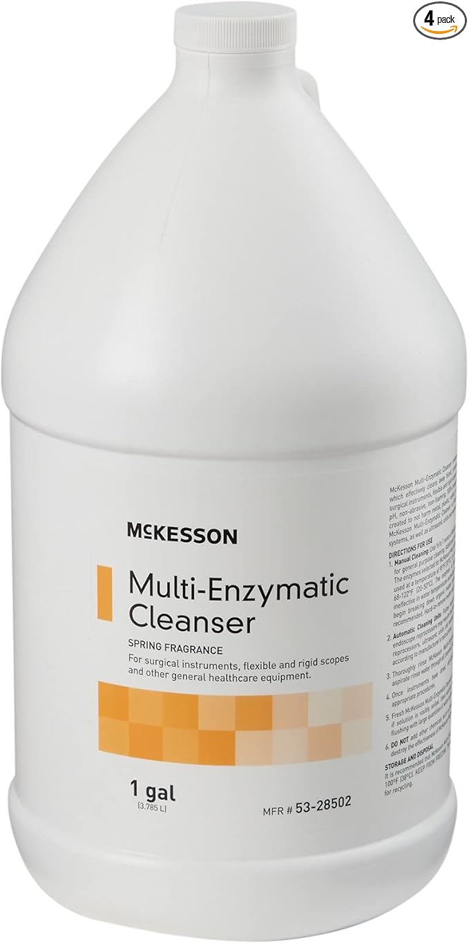 McKesson Multi-Enzymatic Cleanser for Surgical Instruments &amp General Healthcare Equipment 1 Gallon [Pack of 4] Spring Fresh
