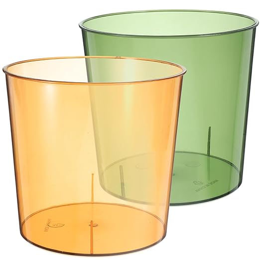 2pcs Medium Garbage Bin Trash Can for Office and Home Green and Orange Bathroom Wastebasket with Large Capacity for Kitchen and Bedroom Use