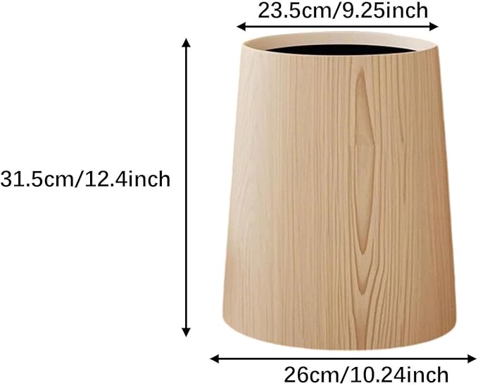 Household Trash Bin Bathroom Trash Can Reusable Stylish Removable Inner Wastebasket Toilet Paper Basket for Restroom Laundry L Wood