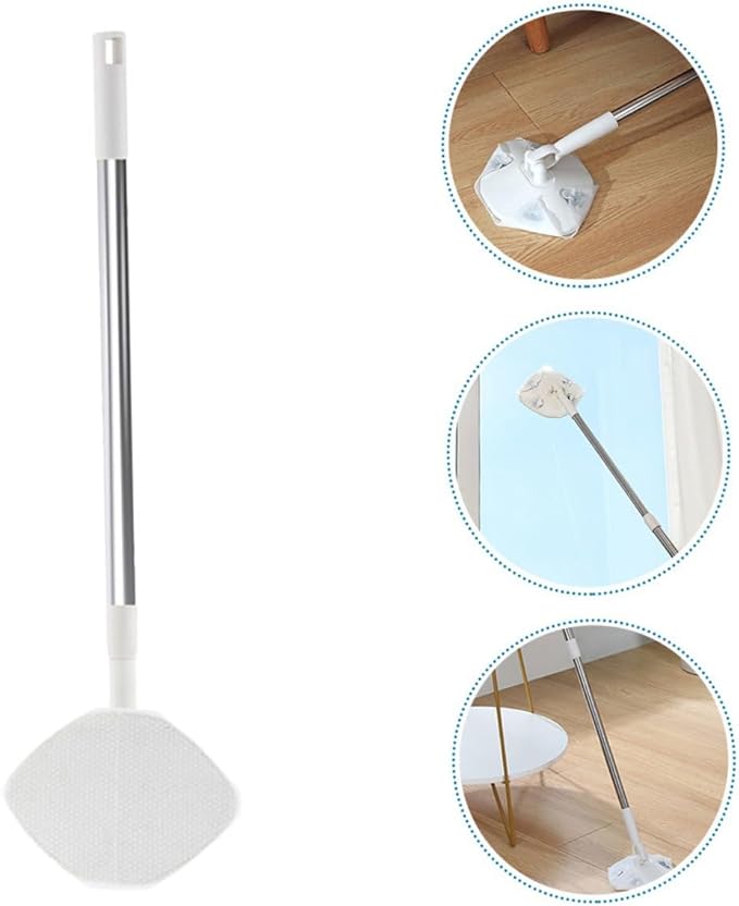 TEHAUX Electrostatic Dust Mop Set with Dry  Rotatable Floor Duster for Indoor Dust Removal Triangle Shape Mop Head for Household Cleaning