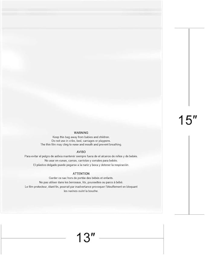 iMailer - 500 Pcs - 13 x 15 Poly Bags with Suffocation Warning Self Seal- Clear Shipping Bags 1.6 Mil for Clothing Shirts Packaging - Permanent Adhesive