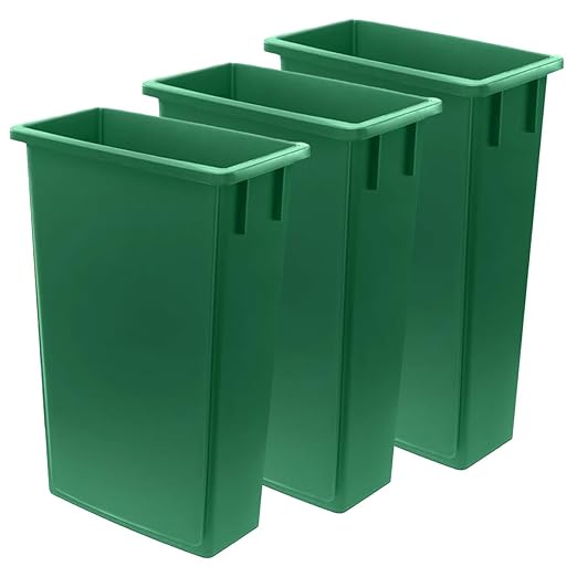 3 Pack 23 Gallon Heavy-Duty Trash Can Durable Waste Container Slim Rectangular Garbage Bin Recycling Bin Plastic Wastebasket for Kitchen Garage Hotels Restaurants Office