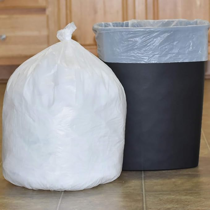 8 Gallon Medium Trash Bags White Kitchen Garbage Bags Plastic Wastebasket Trash Can Liners for Home and Office Bins 220 Count