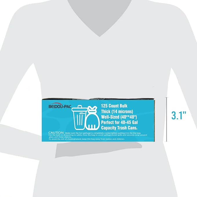 40-45 Gallon Lawn &amp Leaf Trash Bags 125 Count Heavy Duty Clear Plastic Recycling Bags Unscented