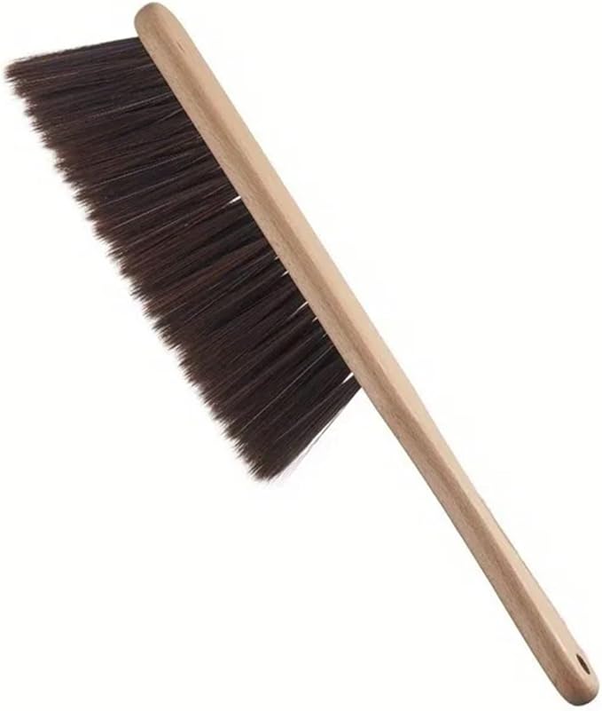 1pc Hand Broom Counter Duster Dusting Brush for Home Cleaning Soft Dust with Long Wooden Handle for Bed Sofa Furniture