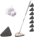 360° Swivel Telescopic Triangle Mop Cleaning Adjustable Squeeze Wet and Dry Using Absorbent Household Floor Tools(White 7pcs Cloth)