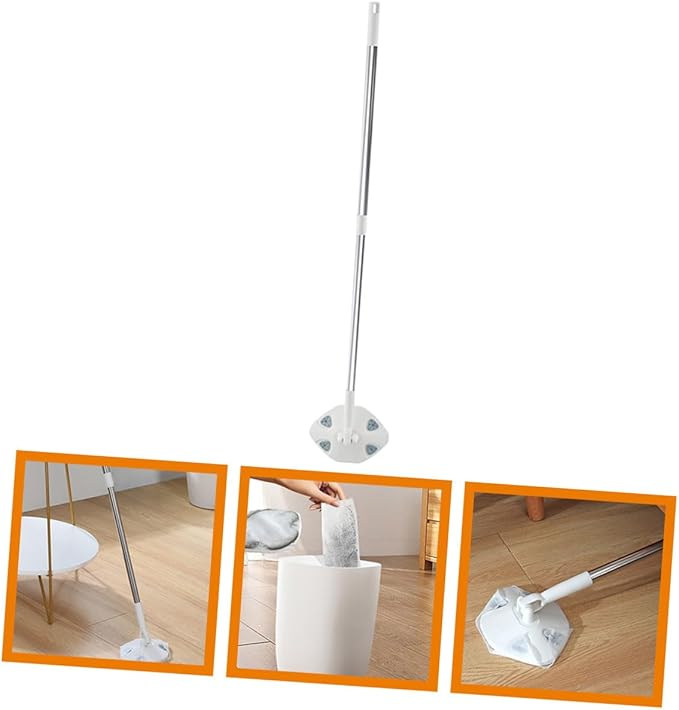 Alipis Household Dust Mop Retractable Floor Cleaning Mop with Rotatable Triangular Microfiber Head for Home Use Suitable for Hardwood and Tile Floors