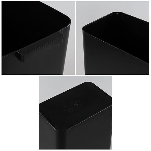 4.5 Gallon 3 Pack Rectangular Plastic Wastebasket Small Garbage Bin Slim Trash Can for Kitchen Bathroom Office Black